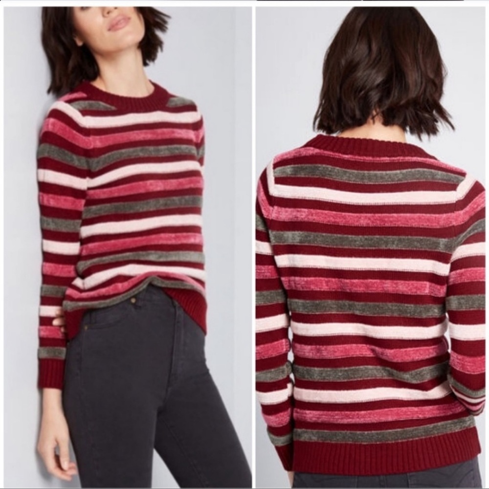 ModCloth crewneck pullover striped knit sweater - Picture 2 of 6